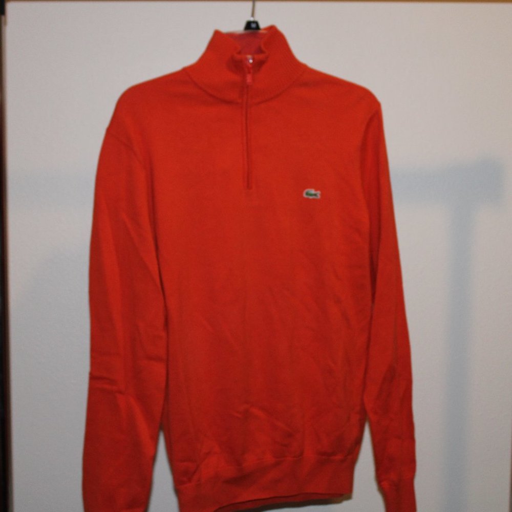 Orange Quarter Zipper Lacoste Sweater